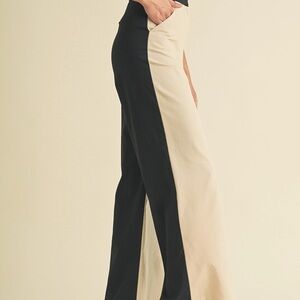 Color Block Black and Cream Women's Pants